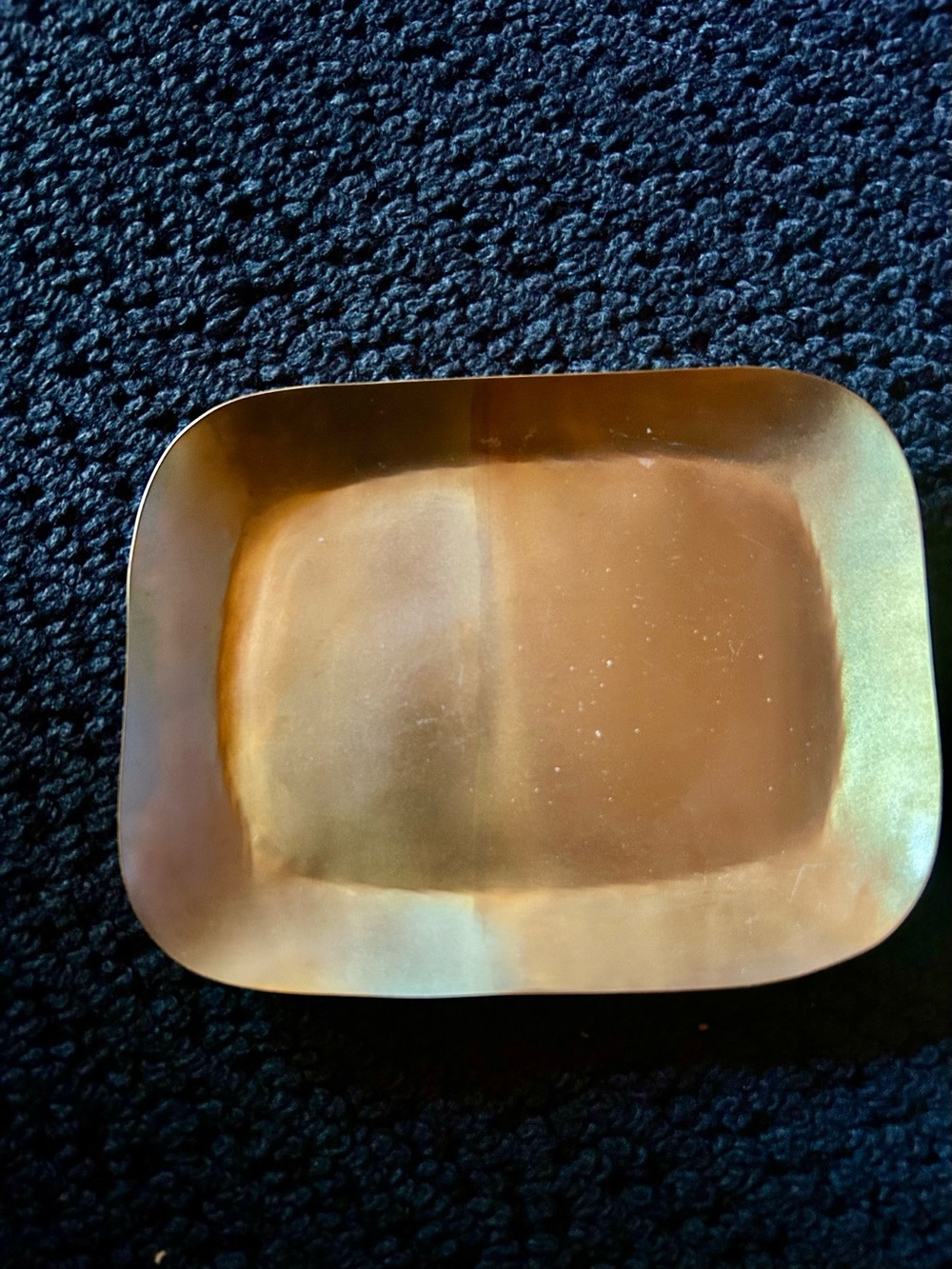 TOZAI Metal Rectangular Decorative Tray - Brushed Gold Patina Finish